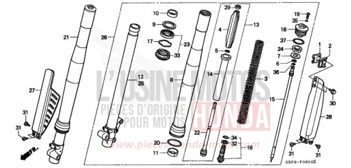 FOURCHETTE AVANT CR80RBW de 1998